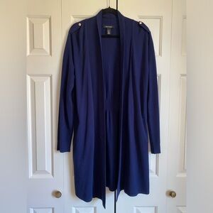 White House Black Market long navy cardigan with pockets